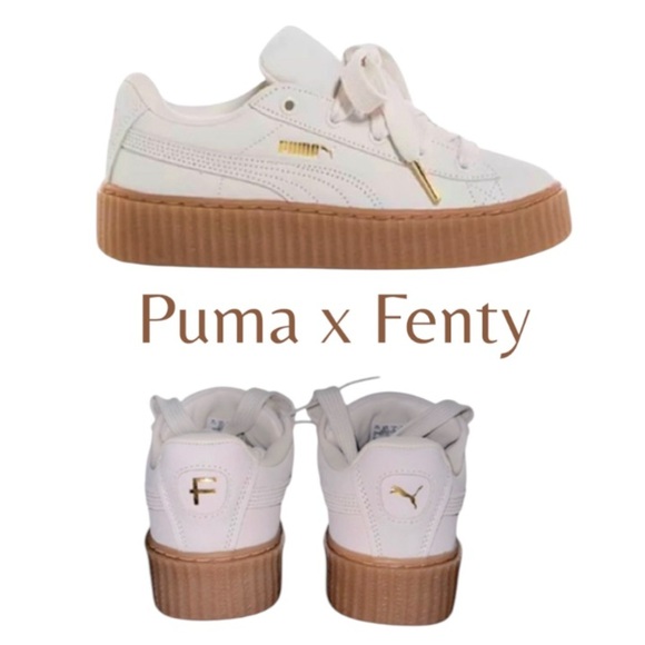 PUMA X FENTY CREEPER PHATTY SNEAKERS NWT Warm White Puma Gold Gum Sole Earth 8 - Picture 1 of 14